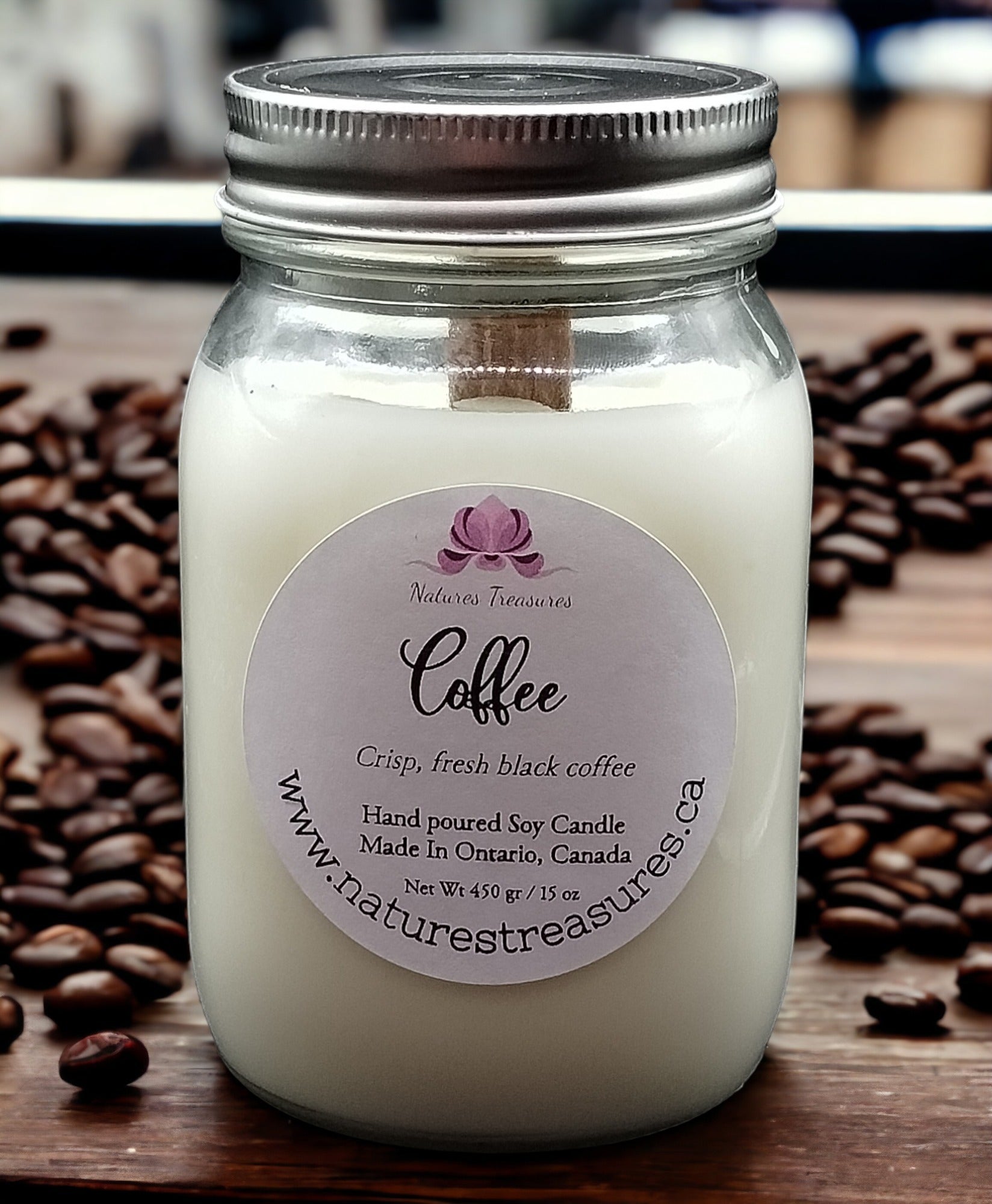 Coffee Soy Wax Candle - Mason Jar 80+ Hours