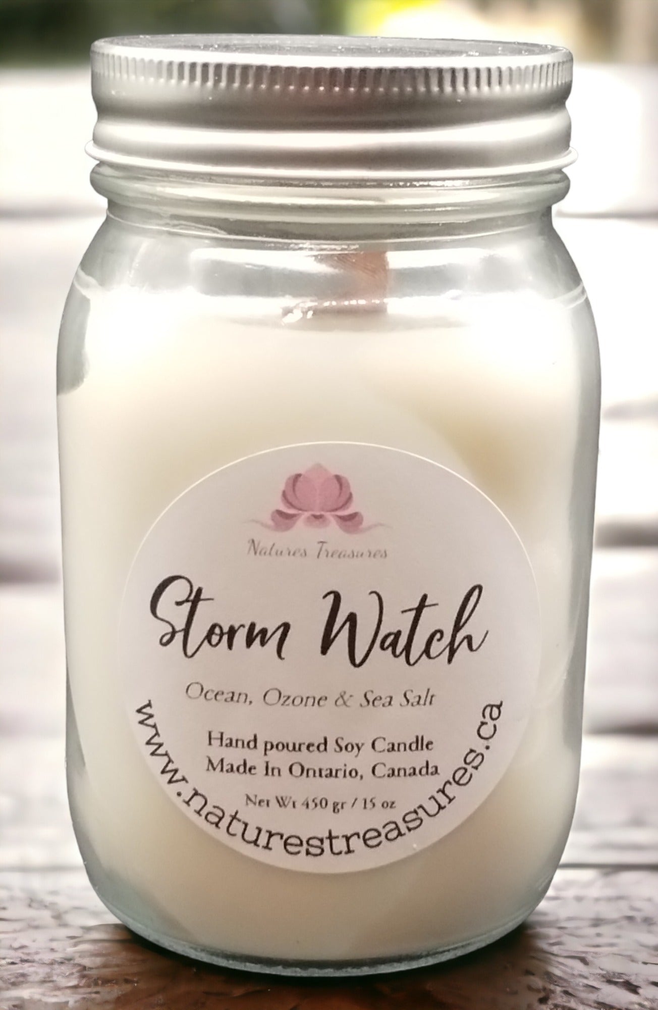 Storm Watch Soy Wax Candle - 16 oz Mason Jar